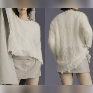 Anthropologie Posey Stitchy  Distressed Sweater Made In Italy Wool 72% Size S